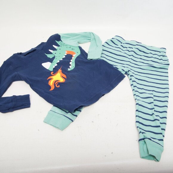 Carter’s Just One You Baby Boy Pajama Set 18M – Mint & Navy Dragon Fire PJs - Picture 2 of 2